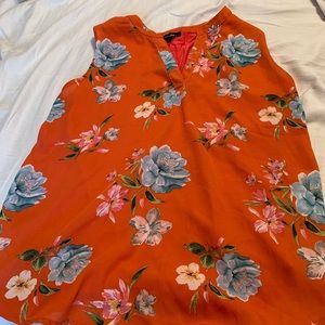 Papermoon orange slit neck blouse